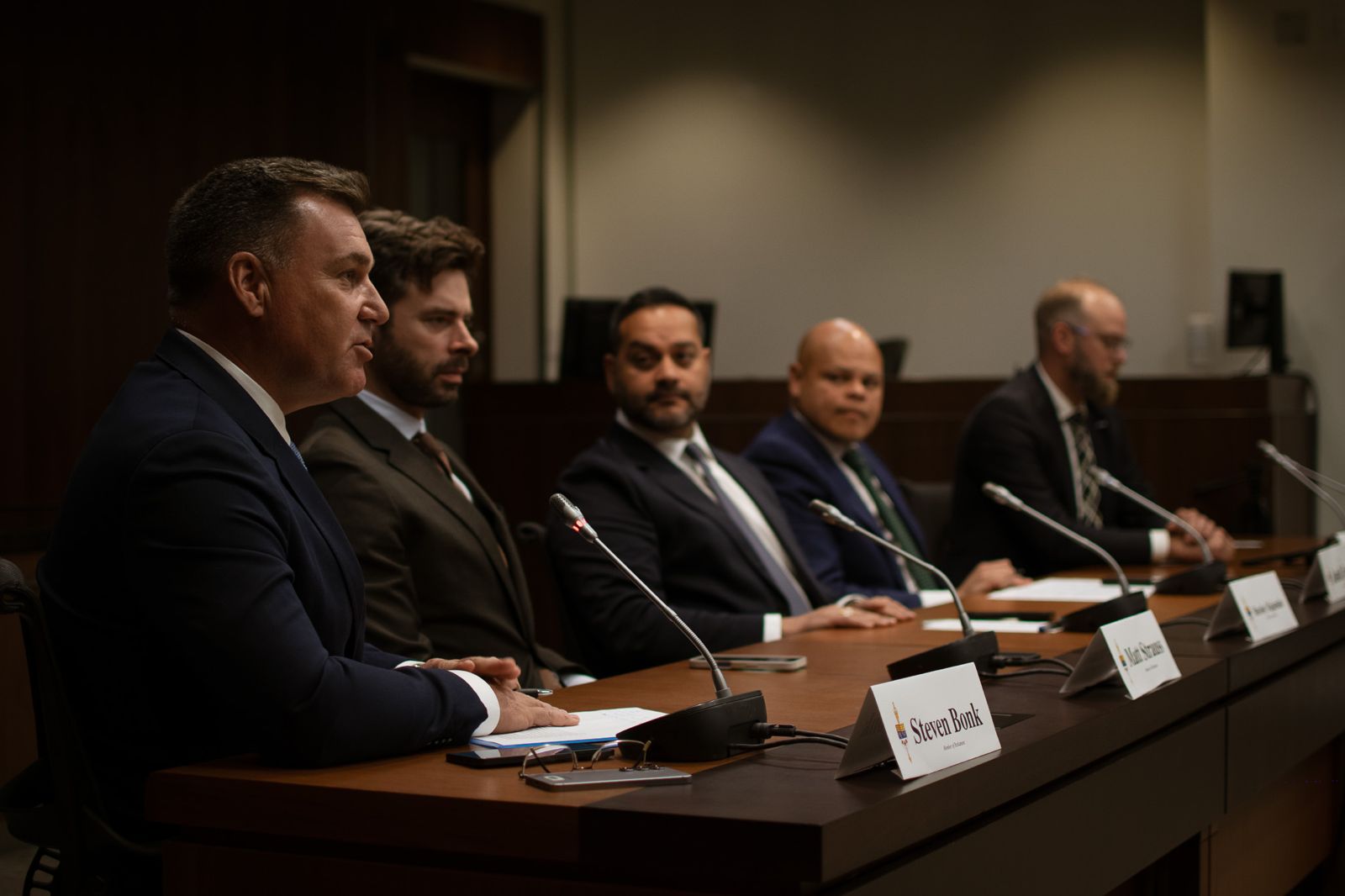 MP Steven Bonk questions a witness at the Task Force's first study