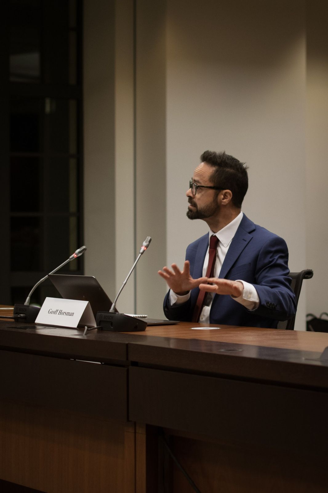 A witness gives testimony to the Task Force